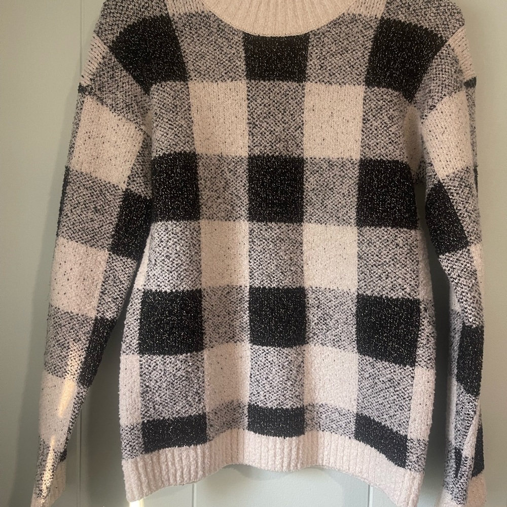 Cat & Jack Black and Cream Checkered Sweater